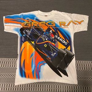 Greg Ray T-Shirt Indy Car Racing White All Over Print Men’s Size M.
